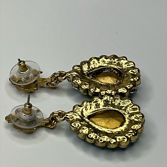 CRYSTAL WATER DROP EARRINGS BLUE & GREEN CRYSTAL - Picture 3 of 6